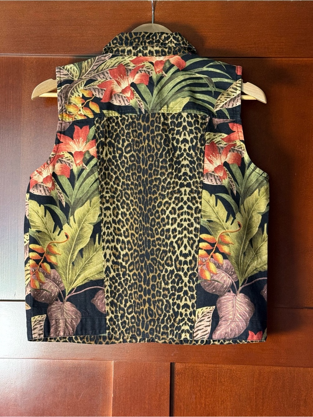 90’s Vintage Coldwater Creek Black Floral and Leopard Print Cotton Vest Size S - Picture 8 of 8